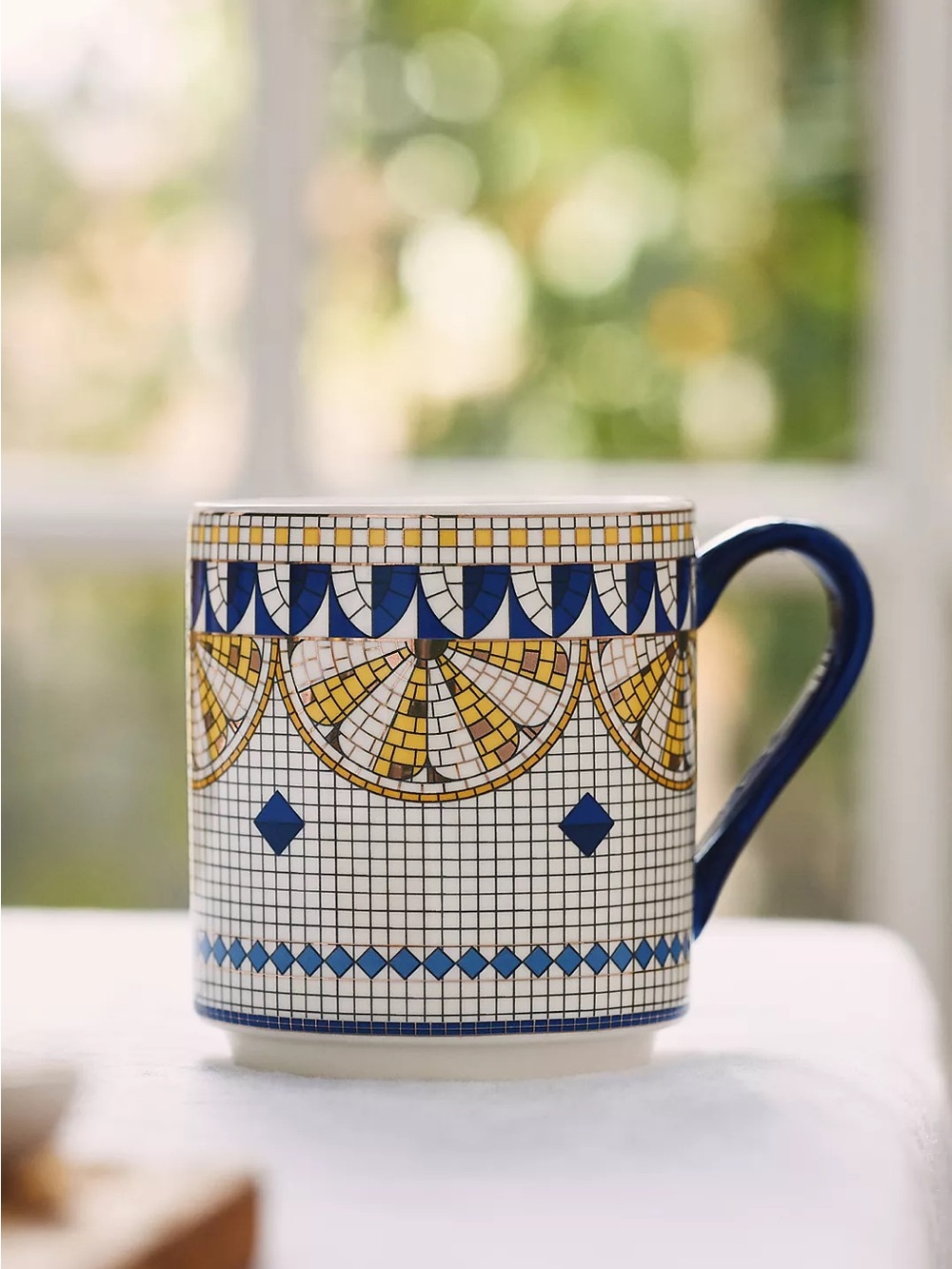 Anthropologie bistro tile mug lemon